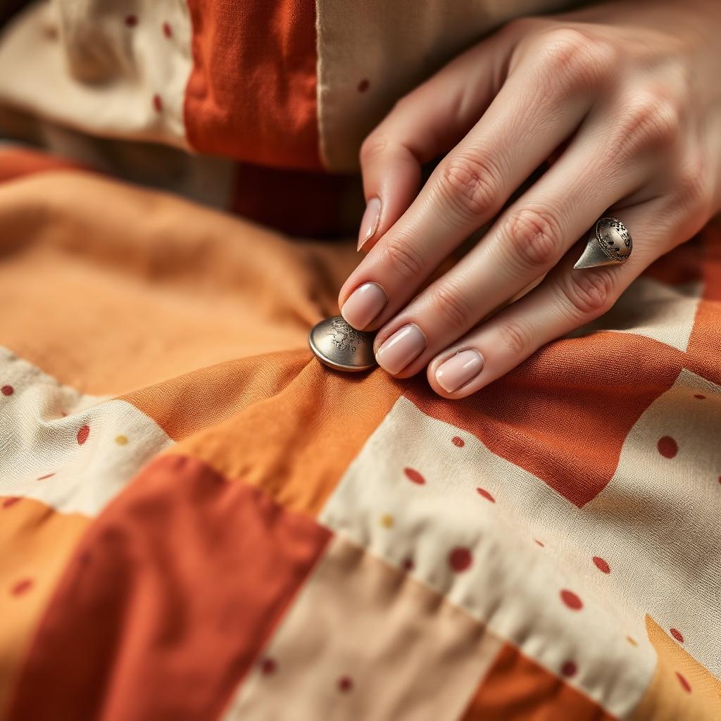 Mãos costurando patchwork à mão